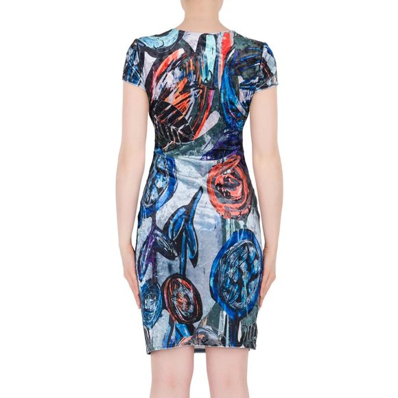 JOSEPH RIBKOFF Blue Multicolor Velvet Dress EUC (4) - Picture 2 of 9